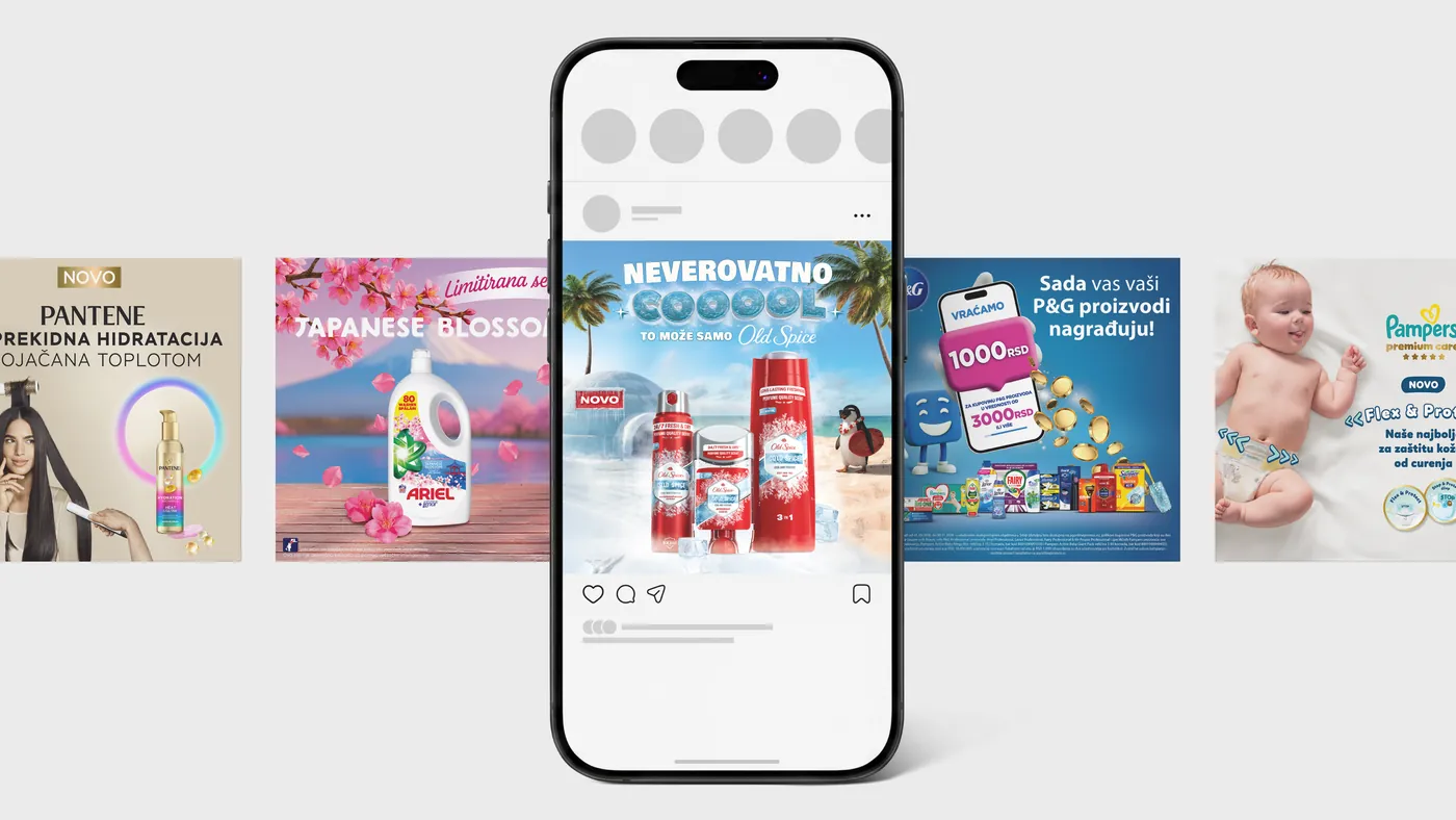 Social media posts for Pantene, Ariel, Old Spice, P&G and Pampers